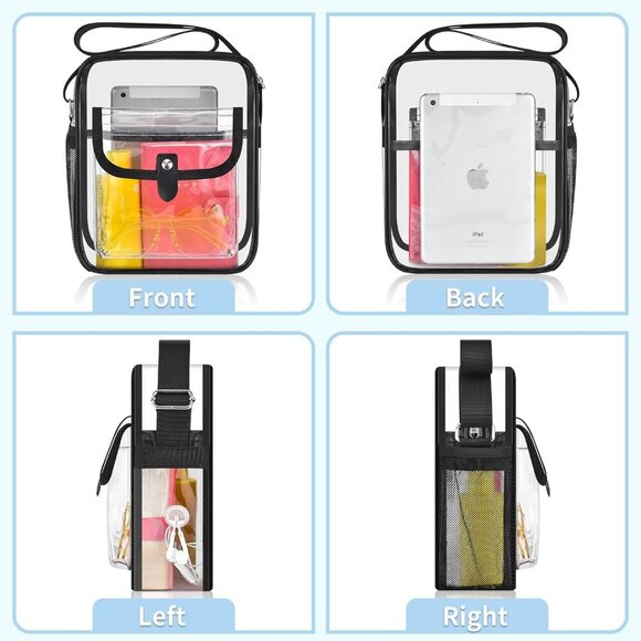 Clear Crossbody Bag for Stadium Events & Concerts - Adjustable Shoulder Strap Pu - Picture 6 of 9